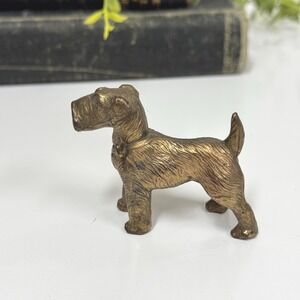 Vintage brass Fox Terrier dog- dog figurine 2" charm